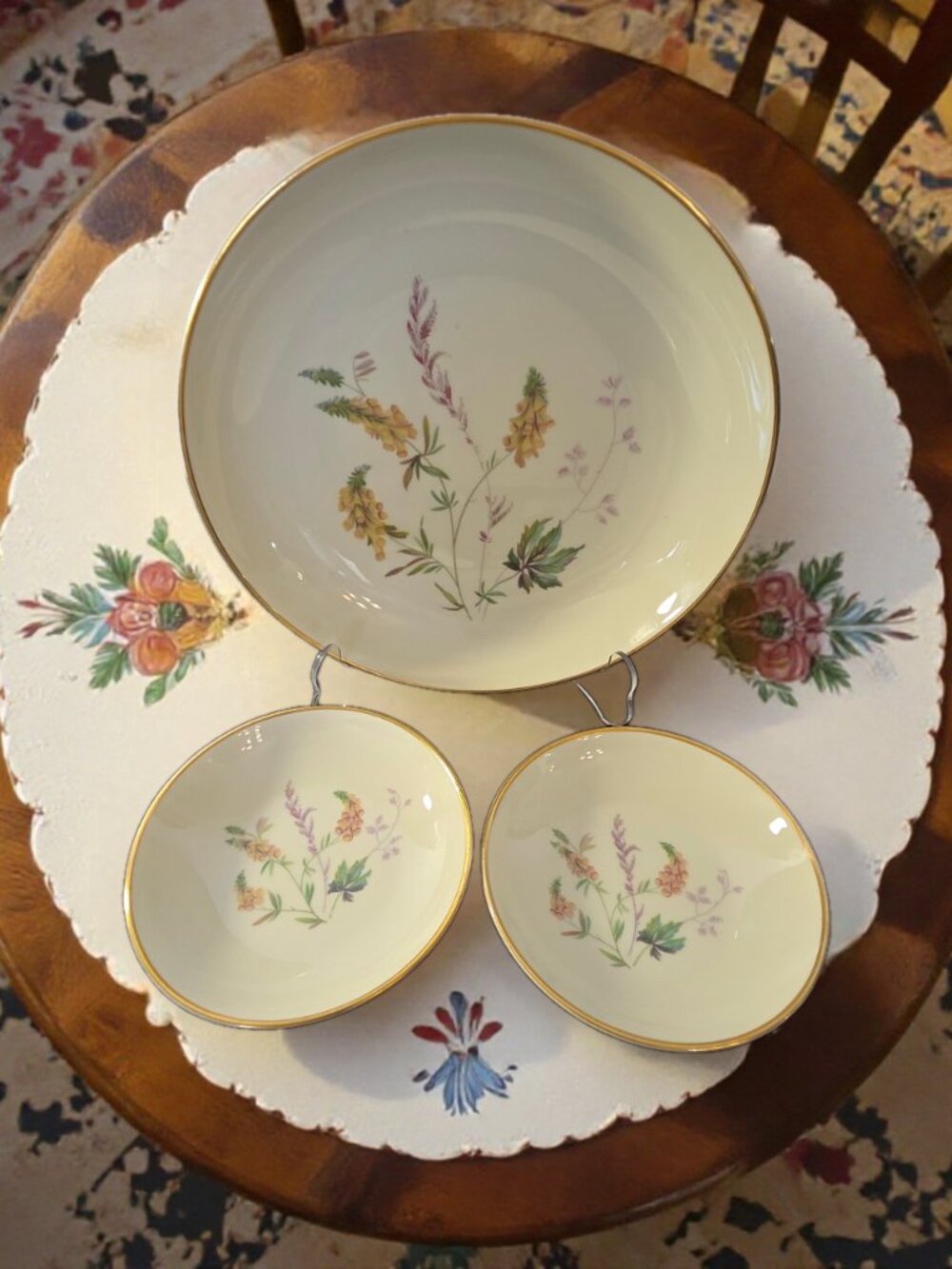 Vintage 3-Piece Edelstein Bavaria Porcelain Salad & Fruit Bowl Set